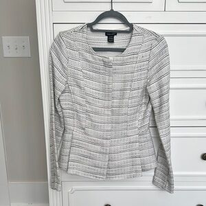 Women’s Black and White Tweed Blazer with Peplum Hem - Sz Small